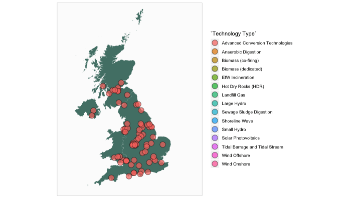 An Animated Map of Renewable Energy Technologies in the UK