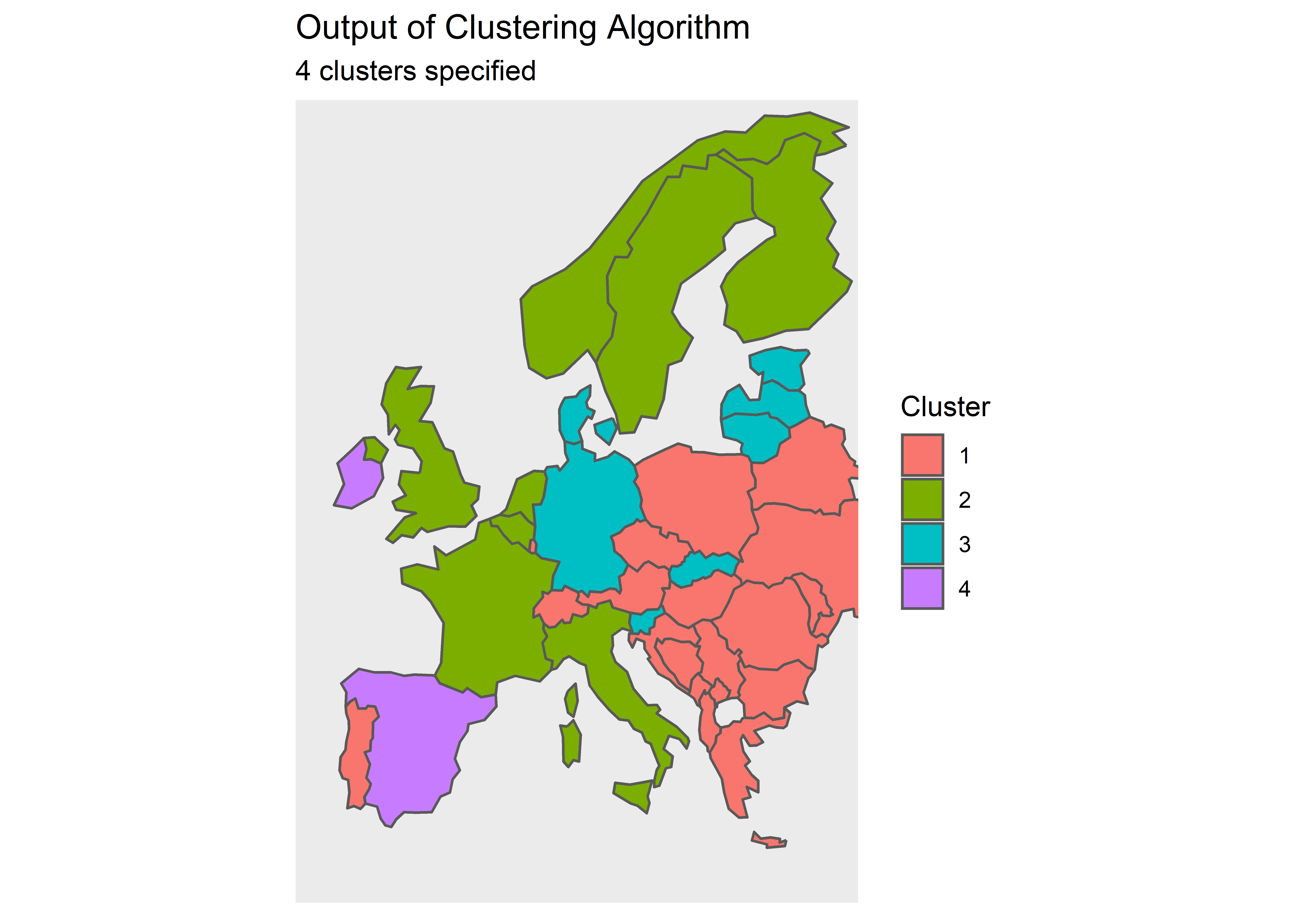 Map of results for clustering