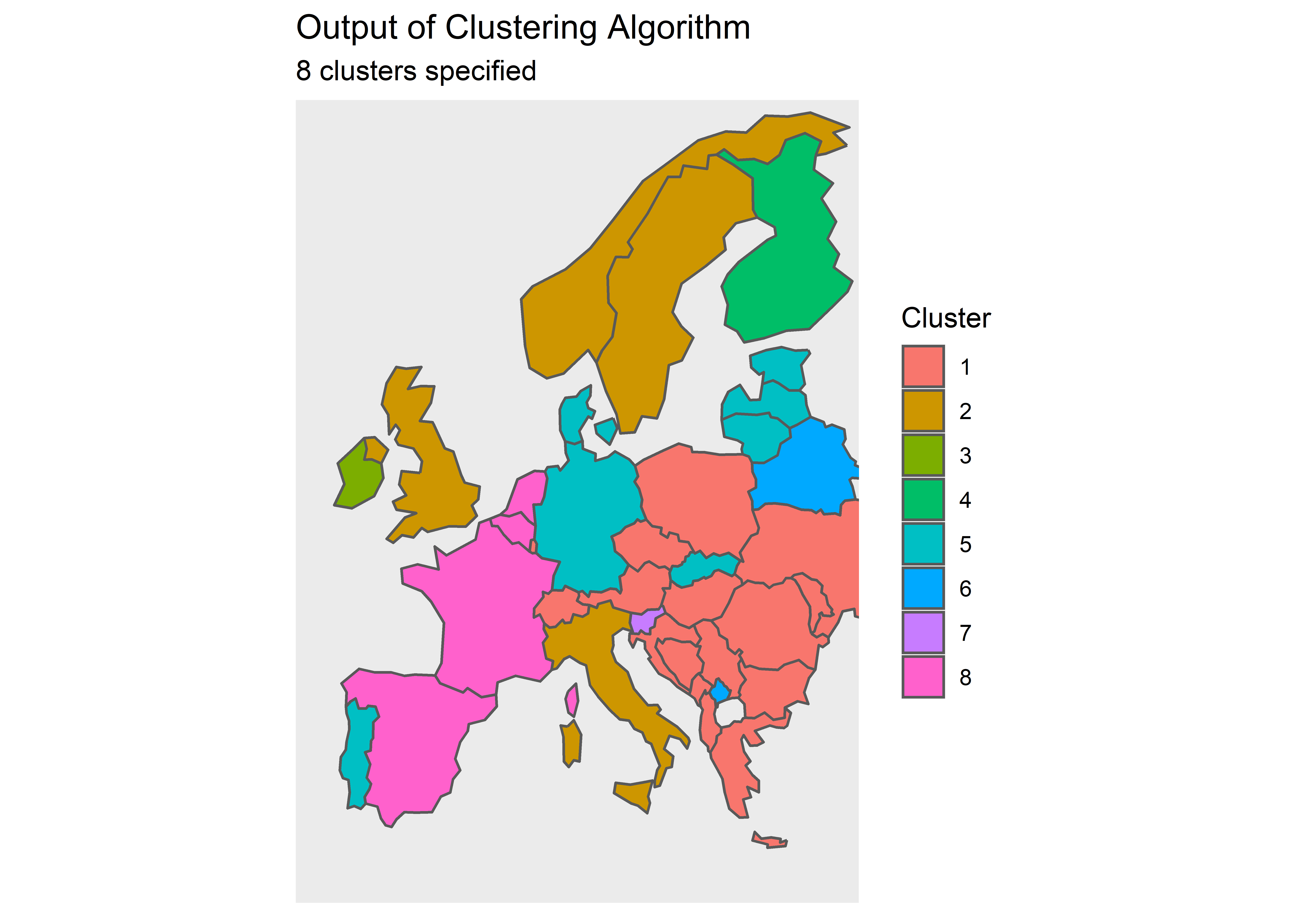 Map of results for clustering